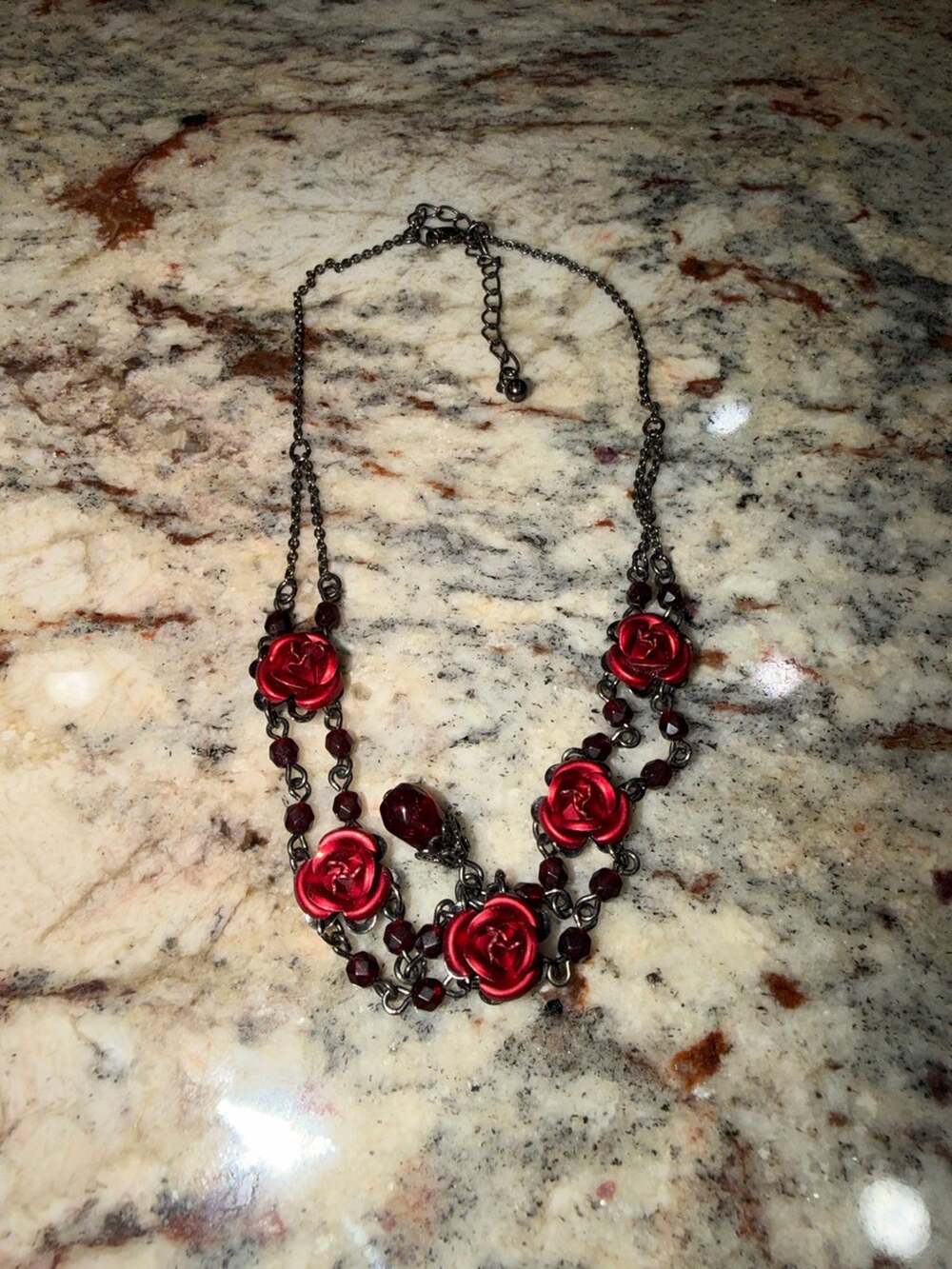 Red Rose Gothic Statement Necklace